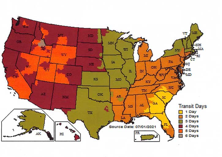 Standard Shipping Map